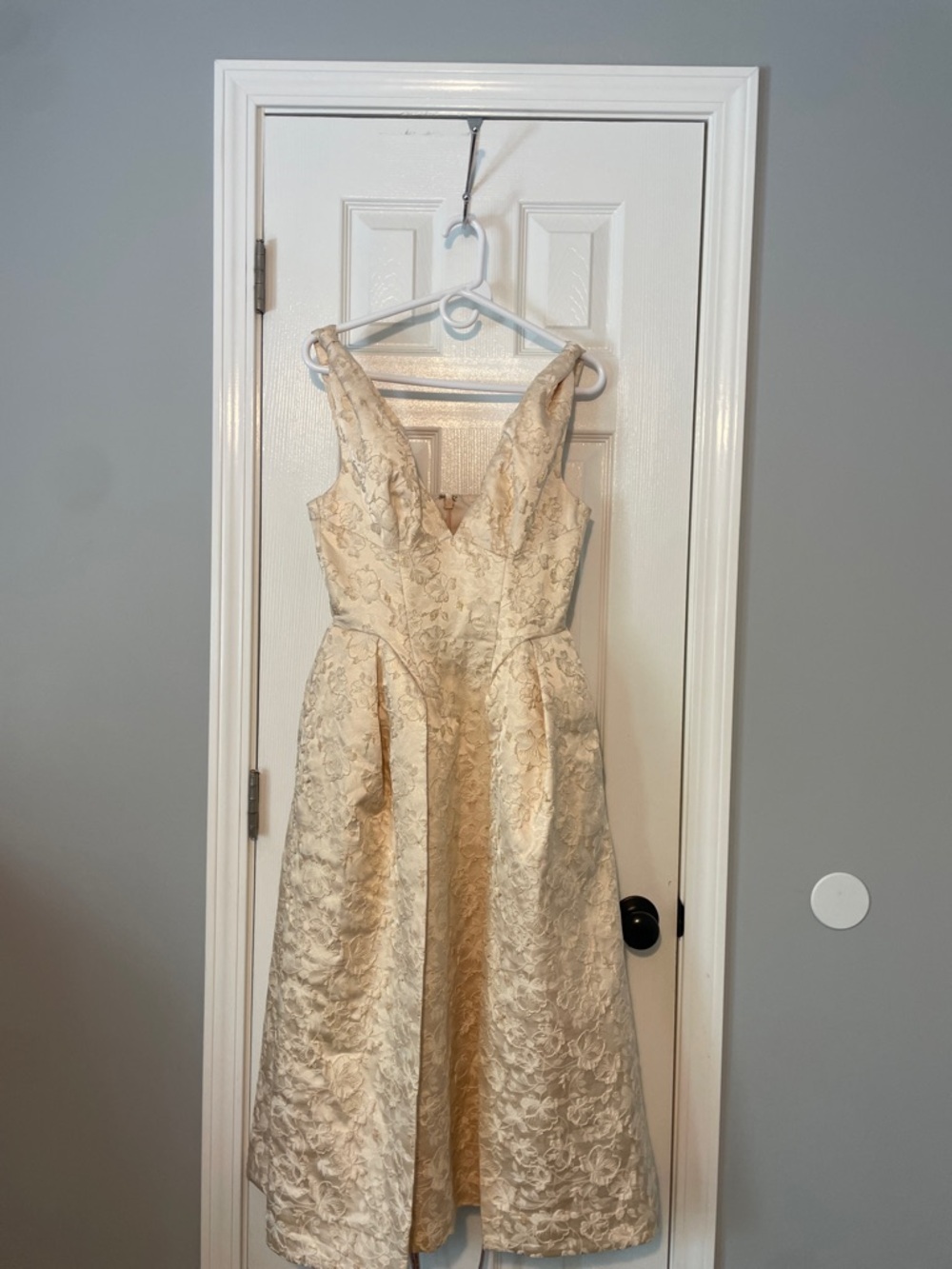 House of CB Metallic Ivory Floral Paloma Midi Dress - Picture 2 of 5